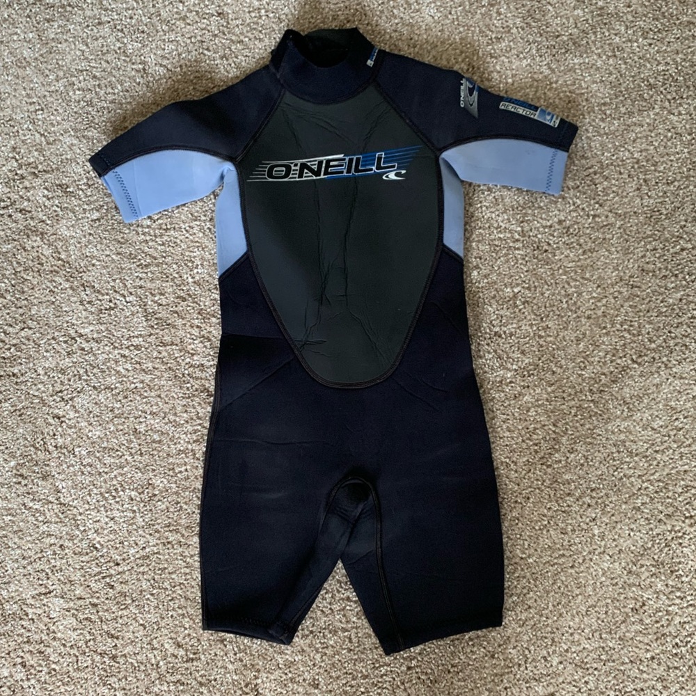 O'Neill Reactor Black/Blue Kids Full Zip Wetsuit